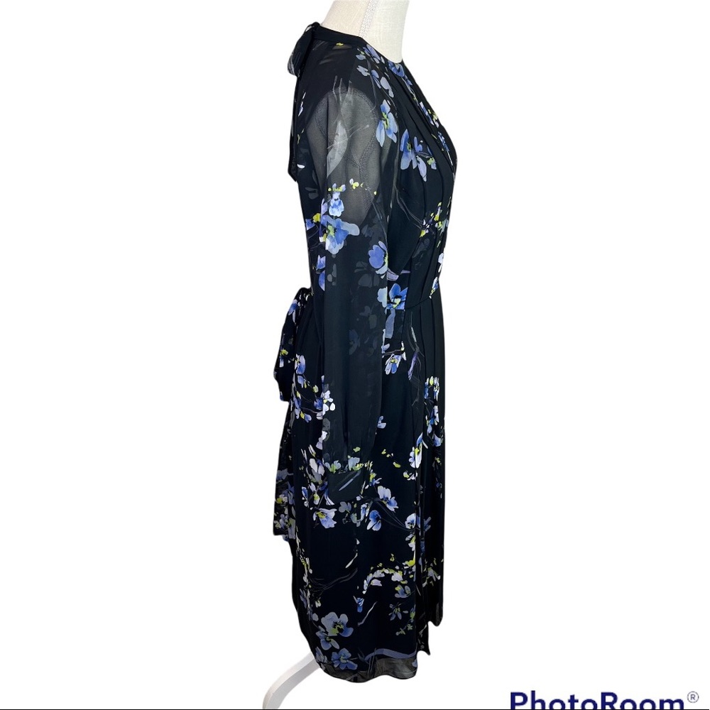 Reiss Navy Floral Midi Dress with Lavender and Green Accents - Picture 8 of 16